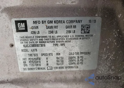 2014 Buick Encore Leather z USA, uszkodzony, nr VIN KL4CJCSB5EB573816